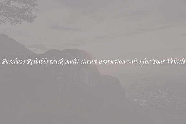 Purchase Reliable truck multi circuit protection valve for Your Vehicle