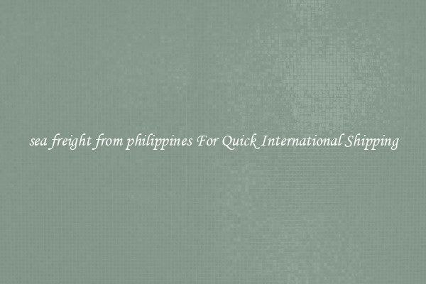 sea freight from philippines For Quick International Shipping